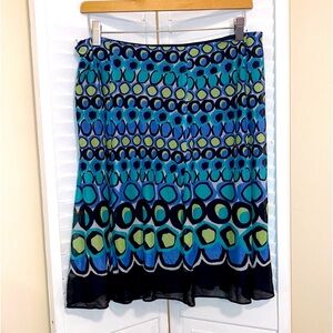 NWT womens size 12P 12 Petite DJ & Co skirt black circles print abstract vintage